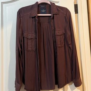 American Eagle Outfitters Brown Button Down Shirt